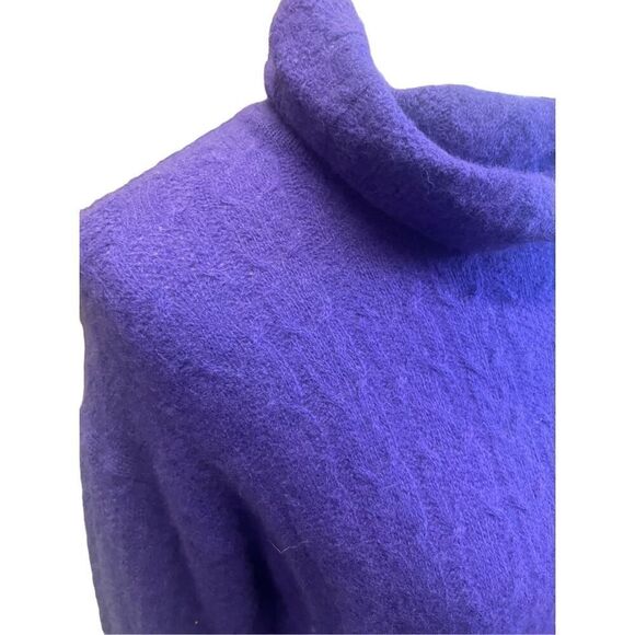 Jeanne Pierre Purple  Long Sleeve Turtleneck Wool & Angora Cable Knit Sweater Si - Picture 5 of 9